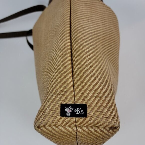 B's Straw Tote with Leopard Print Lining - Picture 6 of 6